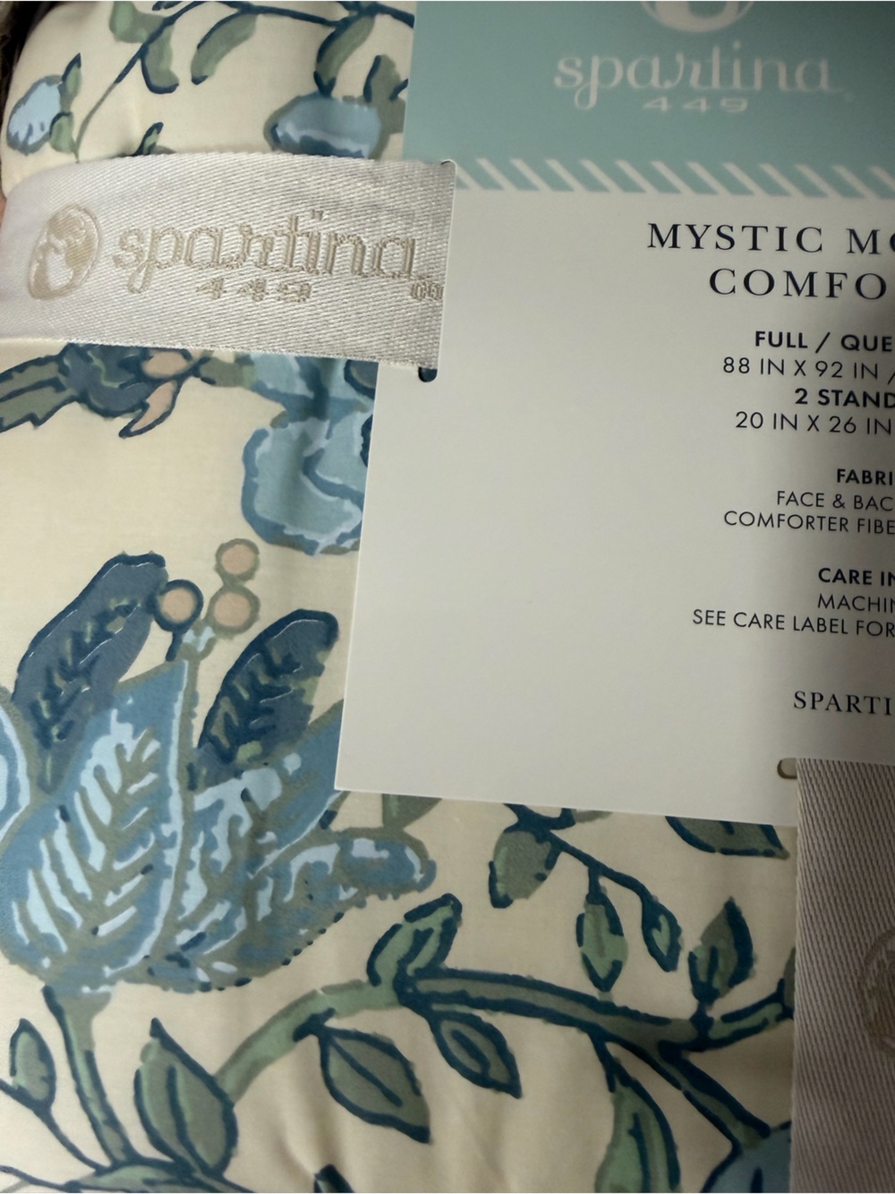 NWT Spartina 449 Mystic Moss Floral 3PC Cotton Sateen Comforter Set Full/Queen - Picture 9 of 10